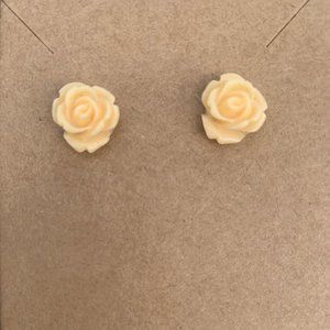 Cream Rose Earrings
